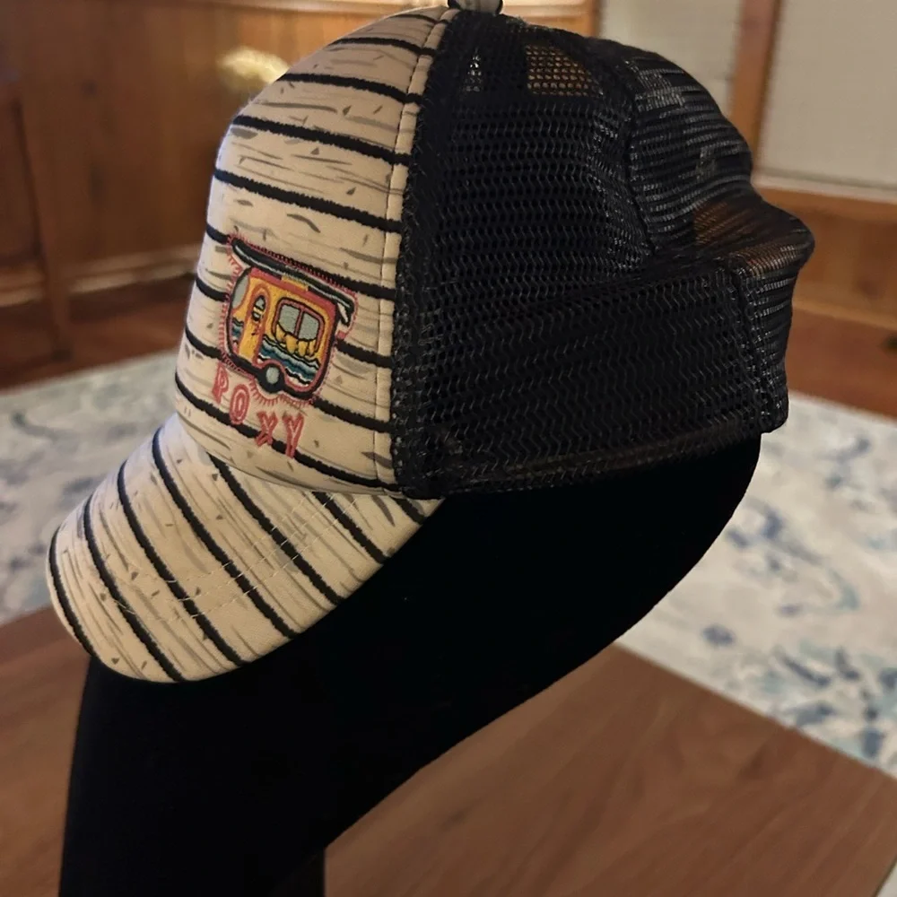 Roxy trucker hat with camper, navy, pink, yellow, turquoise, unisex